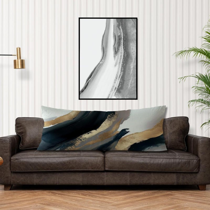 Exqcom Black and Gold Abstract Body Pillow Covers 20x54, Mid Century Modern Black Gold and White Long Body Pillow Case Cover with Hidden Zipper for Women Men Adults Kids Girls Boys - Image 4